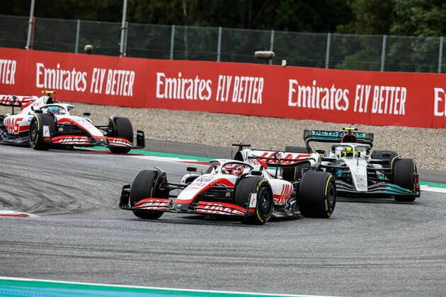 20 Kevin Magnussen DNK, Haas F1 Team , 44 Lewis Hamilton GBR, Mercedes AMG Petronas F1 Team , 47 Mick Schumacher DEU, Haas F1 Team , F1 Grand Prix of Austria at Red Bull Ring on July 10, 2022 in Spielberg, Austria Photo by HOCH ZWEI Spielberg Austria