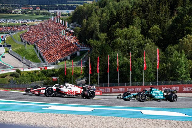 20 Kevin Magnussen DNK, Haas F1 Team , 18 Lance Stroll CAN, Aston Martin Aramco Cognizant F1 Team , F1 Grand Prix of Austria at Red Bull Ring on July 10, 2022 in Spielberg, Austria Photo by HOCH ZWEI Spielberg Austria