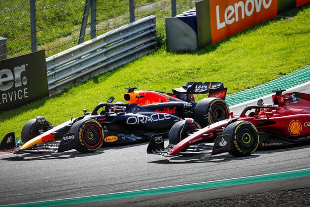 1 Max Verstappen NLD, Oracle Red Bull Racing , 16 Charles Leclerc MCO, Scuderia Ferrari , F1 Grand Prix of Austria at Red Bull Ring on July 10, 2022 in Spielberg, Austria Photo by HOCH ZWEI Spielberg Austria