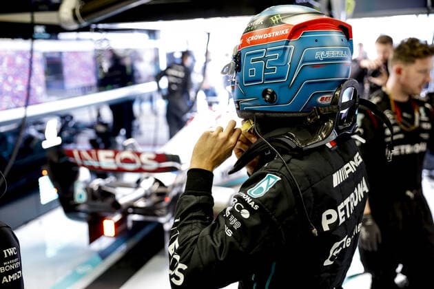 RUSSELL George (gbr), Mercedes AMG F1 Team W13, portrait during the Formula 1 Rolex Grosser Preis Von Osterreich 2022, 2022 Austrian Grand Prix, 11th round of the 2022 FIA Formula One World Championship, WM, Weltmeisterschaft from July 8 to 10, 2022 on the Red Bull Ring, in Spielberg, Austria - F1 - AUSTRIAN GRAND PRIX 2022 - RACE DPPI Panoramic  00122027_F12022GP11AUT_JK59677