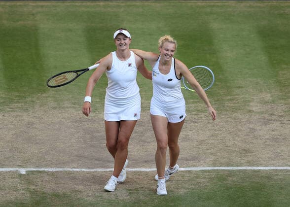 Tennis, Wimbledon, Womens Doubles Final, Barbora Krejcikova and Katerina Siniakova