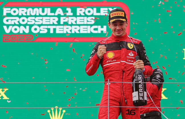 Podium of the F1 Austrian GP 2022 - Charles Leclerc (MON) Ferrari F1-75; Max Verstappen (NED) Redbull Racing RB18: Lewis Hamilton (GBR) Mercedes W13 E Performance during 2022 Austrian Grand Prix - Race, Formula 1 Championship in Spielberg, Austria, July 10 2022  Copyright: xAlessioxDexMarcox xipa-agency.nex xx 0