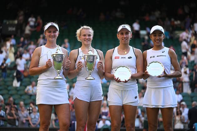 2022 Wimbledon Barbora Krejcikova, CZE and Katerina Siniakova , CZE vs Elise Mertens BEL and Shuai Zhang CHN