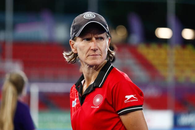July 11, 2022, TERRASSA, BARCELONA, SPAIN: Janneke Schopman , head coach of India looks on during the FIH Hockey Women s World Cup 2022, 9th - 16th, hockey match played between Canada and India at Estadi Olimpic on July 11, 2022, in Terrassa, Barcelona, Spain. TERRASSA SPAIN - ZUMAa181 20220711_zaa_a181_051 Copyright: xIrinaxR.xHx