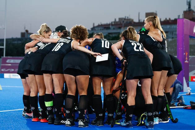 July 11, 2022, TERRASSA, BARCELONA, SPAIN: Players of Canada during the FIH Hockey Women s World Cup 2022, 9th - 16th, hockey match played between Canada and India at Estadi Olimpic on July 11, 2022, in Terrassa, Barcelona, Spain. TERRASSA SPAIN - ZUMAa181 20220711_zaa_a181_056 Copyright: xIrinaxR.xHx