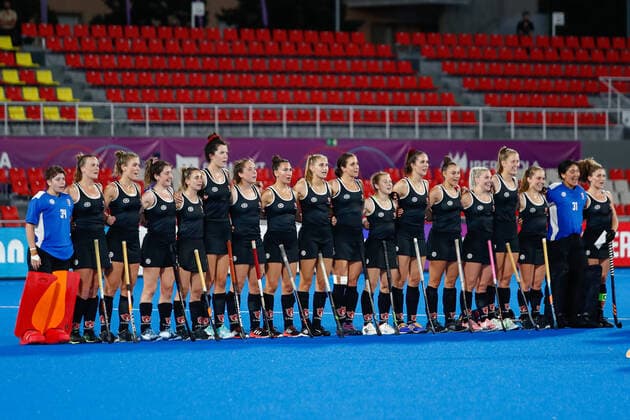 July 11, 2022, TERRASSA, BARCELONA, SPAIN: Players of Canada during the FIH Hockey Women s World Cup 2022, 9th - 16th, hockey match played between Canada and India at Estadi Olimpic on July 11, 2022, in Terrassa, Barcelona, Spain. TERRASSA SPAIN - ZUMAa181 20220711_zaa_a181_064 Copyright: xIrinaxR.xHx