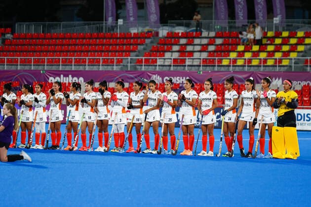 July 11, 2022, TERRASSA, BARCELONA, SPAIN: Players of India during the FIH Hockey Women s World Cup 2022, 9th - 16th, hockey match played between Canada and India at Estadi Olimpic on July 11, 2022, in Terrassa, Barcelona, Spain. TERRASSA SPAIN - ZUMAa181 20220711_zaa_a181_067 Copyright: xIrinaxR.xHx