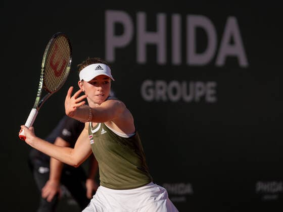 July 12, 2022, Lausanne, Vaud, Switzerland: Lausanne, Switzerland: Switzerlnd s SIMONA WALTERT plays a forehand during her WomenÃ¢â‚¬â ¢s Singles first-round match against Danielle Collins at the Ladies Open Lausanne. Lausanne Switzerland - ZUMAs230 20220712_znp_s230_008 Copyright: xCorinexScibozx