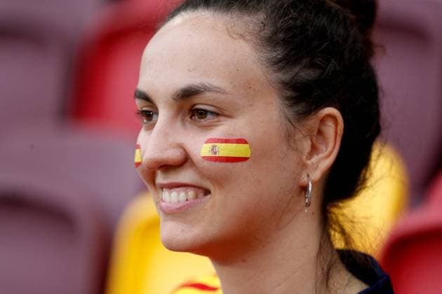 12th July 2022, Community Stadium, Brentford, London, England: Womens European International football tournament; Germany versus Spain; Spanish fan observing the pitch inside Brentford Community Stadium  ActionPlus12407861 JohnxPatrickxFletcher