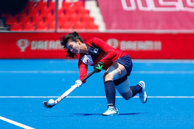 July 13, 2022, TERRASSA, BARCELONA, SPAIN: Hojeong Pak of Korea in action during the FIH Hockey Women s World Cup 2022, 13th - 16th , hockey match played between Canada and Korea at Estadi Olimpic on July 13, 2022, in Terrassa, Barcelona, Spain. TERRASSA SPAIN - ZUMAa181 20220713_zaa_a181_016 Copyright: xIrinaxR.xHx