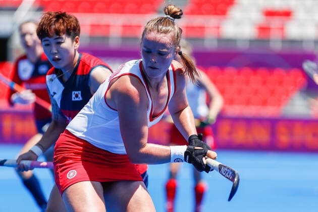 July 13, 2022, TERRASSA, BARCELONA, SPAIN: Shanlee Johnston of Canada in action during the FIH Hockey Women s World Cup 2022, 13th - 16th , hockey match played between Canada and Korea at Estadi Olimpic on July 13, 2022, in Terrassa, Barcelona, Spain. TERRASSA SPAIN - ZUMAa181 20220713_zaa_a181_018 Copyright: xIrinaxR.xHx