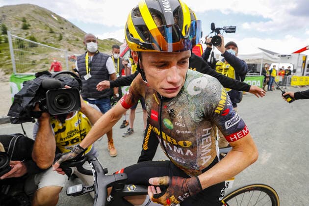 Danish Jonas Vingegaard of Jumbo-Visma pictured after stage eleven of the Tour de France cycling race, a 149km race from Albertville to Col du Granon Serre Chevalier, France, on Wednesday 13 July 2022. This year s Tour de France takes place from 01 to 24 July 2022. POOL - UK OUT TIMxVANxWICHELEN  x37406800x