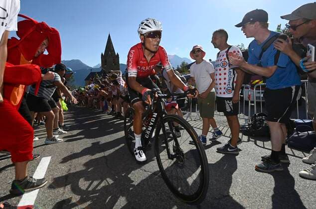 ALPE D HUEZ, FRANCE - JULY 14 : Quintana Rojas Nairo Alexander (COL) of Team Arkea Samsic during stage 12 of the 109th edition of the 2022 Tour de France cycling race, a stage of 166 kms with start in Briancon and finish in Alpe d Huez on July 14, 2022 in Alpe d Huez, France, 14 07 2022 ( Motordriver Kenny Verfaillie - Tour de France 2022 - Stage 12 PhotoNews Panoramic 