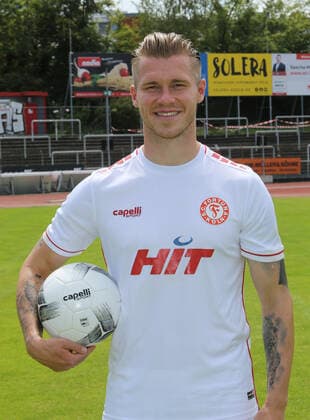 Regionalliga West, season 2022 2023, photo session Fortuna Cologne, 12 07 2022 Angelo Langer Fortuna Cologne portrait with ball