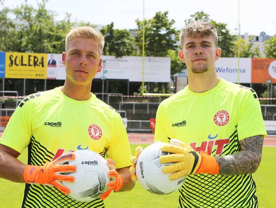 Regionalliga West, season 2022 2023, photo opportunity Fortuna Cologne, 12 07 2022 Felix Buer left and Hannes Kramp both Fortuna Cologne