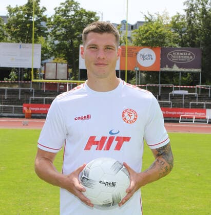Regionalliga West, season 2022 2023, photo session Fortuna Cologne, 12 07 2022 Jonas Scholz Fortuna Cologne portrait with ball