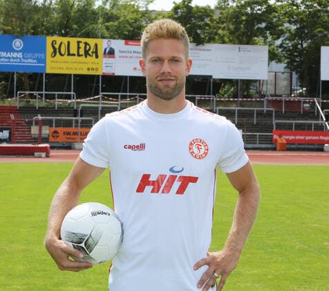 Regionalliga West, season 2022 2023, photo session Fortuna Cologne, 12 07 2022 Sascha Marquet Fortuna Cologne portrait with ball