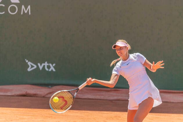 Switzerland: Quarter-final of the Lausanne 2022 WTA, Tennis Damen 250 tennis tournament Lausanne Switzerland, 07 15 2022: Anastasia Potapova of Russia is in action during Lausanne 2022 tennis tournament WTA 250 Lausanne Canton of Vaud Switzerland Copyright: EricxDubost