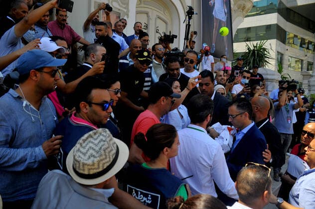 July 15, 2022, Carthage, Tunisia: It is at the Municipal Theater of Tunis that Tunisie Telecom has chosen to organize a tribute ceremony to our tennis champion Ons Jabeur. She who has been sponsored by the first operator in Tunisia for a year and a half now..In the presence of a large number of representatives of different media, photographers and guests, Ons Jabeur was warmly welcomed on stage alongside Mr. LassaoÂ¢d Ben Dhieb, CEO of Tunisie Telecom, and Ms. Hela Goucha, Communication Director , Commercial and Corporate. Carthage Tunisia - ZUMAm107 20220715_zaf_m107_009 Copyright: xChokrixMahjoubx
