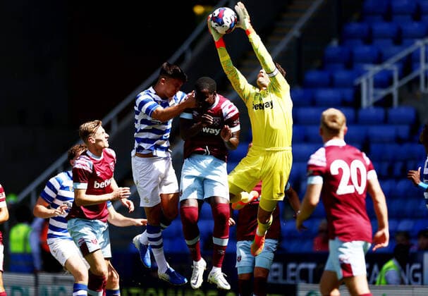 Mandatory Credit: Photo by James Marsh Shutterstock (13031847al) Lukasz Fabianski of West Ham United claims the ball. Reading v West Ham United, Friendly, Football, Select Car Leasing Stadium, Reading, UK - 16 Jul 2022 EDITORIAL USE ONLY No use with unauthorised audio, video, data, fixture lists, club league logos or live services. Online in-match use limited to 120 images, no video emulation. No use in betting, games or single club league player publications. Reading v West Ham United, Friendly, Football, Select Car Leasing Stadium, Reading, UK - 16 Jul 2022 EDITORIAL USE ONLY No use with unauthorised audio, video, data, fixture lists, club league logos or live services. Online in-match use limited to 120 images, no video emulation. No use in betting, games or single club league player publications.  Copyright: xJamesxMarsh Shutterstockx 13031847al