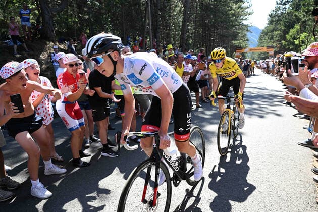 16-07-2022 Tour De France; Tappa 14 Saint-etienne - Mende; 2022, Uae Emirates; 2022, Jumbo - Visma; Pogacar, Tadej; Vingegaard, Jonas; Cote De La Croix Neuve; 