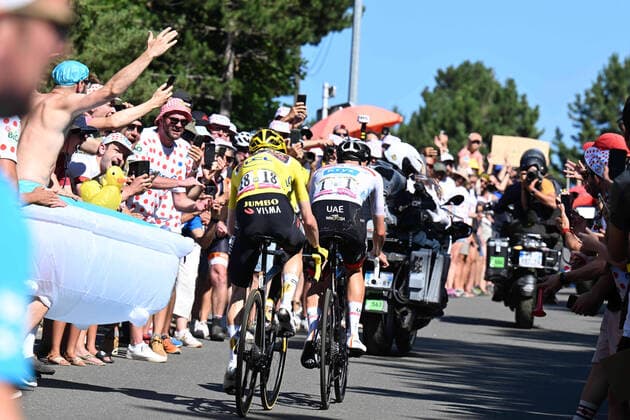 16-07-2022 Tour De France; Tappa 14 Saint-etienne - Mende; 2022, Uae Emirates; 2022, Jumbo - Visma; Pogacar, Tadej; Vingegaard, Jonas; Cote De La Croix Neuve; 