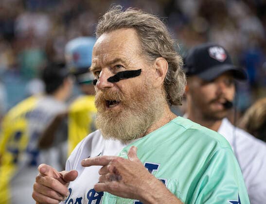 July 16, 2022, Los Angeles, California, USA: Actor, Bryan Cranston during the MGM All-Star Celebrity Softball Game at Dodger Stadium on Saturday, July 16, 2022 in Los Angeles, California. BNS PI Los Angeles USA - ZUMAp124 20220716_zaa_p124_090 Copyright: xMARKxHAMMONDx