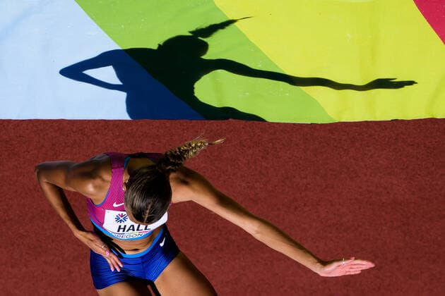 220717 Anna Hall of USA competes in women?s heptathlon high jump during day 3 of the 2022 World Athletics Championships on July 17, 2022 in Eugene Photo Joel Marklund BILDBYRAN kod JM JM0326 bbeng friidrott athletics friidrett 2022 world athletics championships world athletics championships oregon22 friidrotts vm friidretts vm vm dam,  Copyright: JOELxMARKLUND BB220717JM068