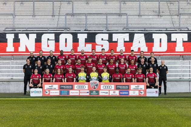 FC Ingolstadt 04 3 Liga, portrait date 2022 2023, team photo, hi v li Christoph Kappel Co Trainer Analysis FCI Zeugwart Michael Klattenbach FCI Team Coordinator Marcel Posselt FCI Moussa Doumbouya 27, FCI Nikola Stevanovic 15, FCI Nico Antonitsch 5, FCI Patrick Schmidt 9, FCI Merlin Röhl 34, FCI Visar Musliu 16, FCI Rico Preißinger 6, FCI Arian Llugiqi 25, FCI Physio Noah Attmanspacher, Physio Dominik Dürrschmidt middle v li Head Coach Rüdiger Rehm FCI Co Coach Mike Krannich FCI Co Coach Thomas Karg FCI Max Dittgen 10, FCI Valmir Sulejmani 7, FCI Pascal Testroet 37, FCI Calvin Brackelmann 17, FCI Tobias Schröck 21, FCI Justin Butler 31, FCI Maximilian Neuberger 38, FCI Marcel Costly 22, FCI Physio Georg Meyer, Goalkeeper Coach Robert Wulnikowski FCI Athletic Trainer Luca Schuster FCI bottom from left Felix Keidel 43, FCI Thomas Rausch 45, FCI Tim Civeja 8, FCI Denis Linsmayer 23, FCI Goalkeeper Maurice Dehler 46, FCI Goalkeeper Marius Funk 1, FCI Goalkeeper Markus Ponath 40, FCI Hans Nunoo Sarpei 18 FCI David Kopacz 29, FCI Hawkins Jalen 20 FCI Dominik Franke 3 FCI 3 Liga FC Ingolstadt 04 Season 2022 2023