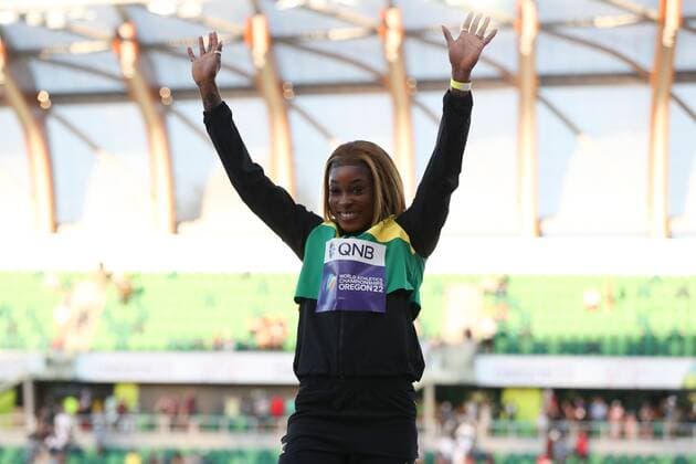 Mandatory Credit: Photo by Amanda Loman Shutterstock (13033002da) Bronze medalist Tori Franklin, of Jamaica, during the medal ceremony for the women s 100-meter run 2022 World Athletics Championships, Day Four Hayward Field, Eugene, Oregon, USA - 18 Jul 2022 2022 World Athletics Championships, Day Four Hayward Field, Eugene, Oregon, USA - 18 Jul 2022 Copyright: xAmandaxLoman Shutterstockx 13033002da