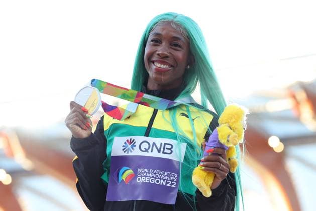Sport Themen der Woche KW29 Shelly-Ann Fraser-Pryce (JAM), JULY 18, 2022 - Athletics : IAAF World Championships Oregon 2022 Women s 100m Award ceremony at Hayward Field, Eugene, Oregon, USA.  (193823663)