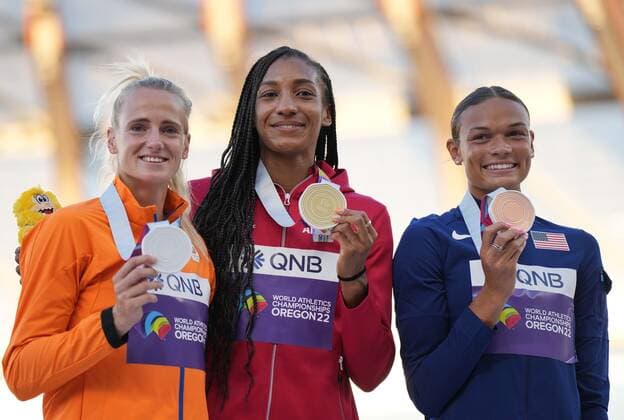 Athletics, World Championships in Eugene, Womens Heptathlon, Award Ceremony