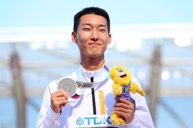 Woo Sanghyeok (KOR), JULY 19, 2022 - Athletics : IAAF World Championships Oregon 2022 Men s High Jump Award ceremony at Hayward Field, Eugene, Oregon, USA.  (193910447)