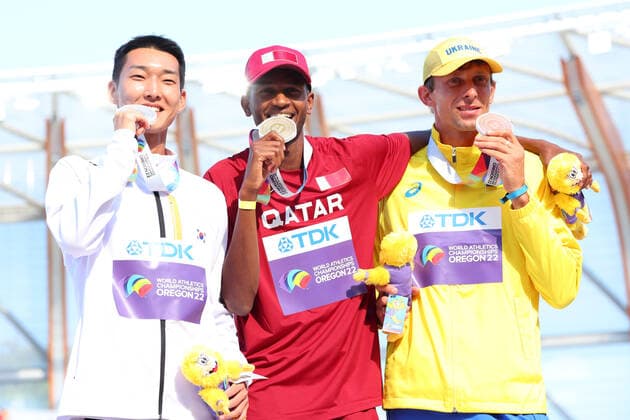 Athletics, World Championships in Eugene, Mens High Jump, Award Ceremony