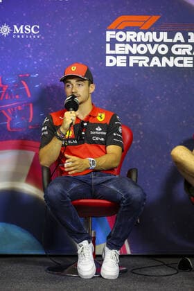 LECLERC Charles (mco), Scuderia Ferrari, portrait during the press conference, PK, Pressekonferenz prior to the Formula 1 Lenovo Grand Prix de France, French Grand Prix 2022, 12th round of the 2022 FIA Formula One World Championship, WM, Weltmeisterschaft from July 22 to 24, 2022 on the Circuit Paul Ricard, in Le Castellet, France - F1 - FRENCH GRAND PRIX 2022 DPPI Panoramic  AV6_9343