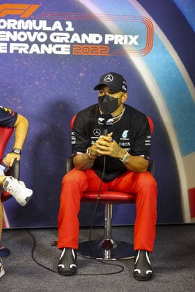 HAMILTON Lewis (gbr), Mercedes AMG F1 Team, portrait during the press conference, PK, Pressekonferenz prior to the Formula 1 Lenovo Grand Prix de France, French Grand Prix 2022, 12th round of the 2022 FIA Formula One World Championship, WM, Weltmeisterschaft from July 22 to 24, 2022 on the Circuit Paul Ricard, in Le Castellet, France - F1 - FRENCH GRAND PRIX 2022 DPPI Panoramic  AV6_9710