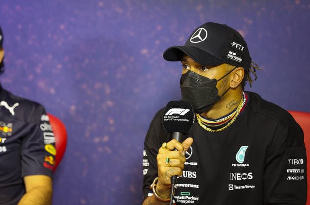 HAMILTON Lewis (gbr), Mercedes AMG F1 Team, portrait during the press conference, PK, Pressekonferenz prior to the Formula 1 Lenovo Grand Prix de France, French Grand Prix 2022, 12th round of the 2022 FIA Formula One World Championship, WM, Weltmeisterschaft from July 22 to 24, 2022 on the Circuit Paul Ricard, in Le Castellet, France - F1 - FRENCH GRAND PRIX 2022 DPPI Panoramic  AV6_9793