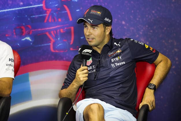 PEREZ Sergio (mex), Red Bull Racing, portrait during the press conference, PK, Pressekonferenz prior to the Formula 1 Lenovo Grand Prix de France, French Grand Prix 2022, 12th round of the 2022 FIA Formula One World Championship, WM, Weltmeisterschaft from July 22 to 24, 2022 on the Circuit Paul Ricard, in Le Castellet, France - F1 - FRENCH GRAND PRIX 2022 DPPI Panoramic  AV6_9888