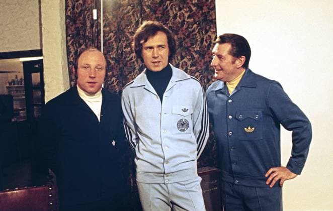 FOOTBALL National Team Season 1974 German National Team at Adidas 01 10 1974 Uwe SEELER, Franz BECKENBAUER, Fritz WALTER v li all Germany PHOTO WEREK Press Picture Agency xxNOxMODELxRELEASExx