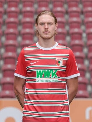 Fredrik Jensen FC Augsburg 1 BL, portrait date 2022 2023,