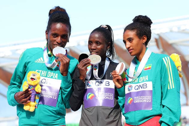 Athletics, World Championships in Eugene, 3000m Obstacle Women, Award Ceremony