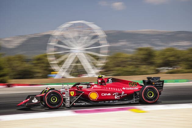 55 SAINZ Carlos (spa), Scuderia Ferrari F1-75, action during the Formula 1 Lenovo Grand Prix de France, French Grand Prix 2022, 12th round of the 2022 FIA Formula One World Championship, WM, Weltmeisterschaft from July 22 to 24, 2022 on the Circuit Paul Ricard, in Le Castellet, France - F1 - FRENCH GRAND PRIX 2022 DPPI Panoramic  DC0A5989