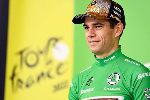 CAHORS, FRANCE - JULY 22 : Van Aert Wout (BEL) of Team Jumbo-Visma green jersey during stage 19 of the 109th edition of the 2022 Tour de France cycling race, a stage of 189 kms with start in Castelnau-Magnoac and finish in Cahors on July 22, 2022 in Cahors, France, 22 07 2022 ( Motordriver Kenny Verfaillie - Tour de France 2022 - Stage 19 PhotoNews Panoramic 