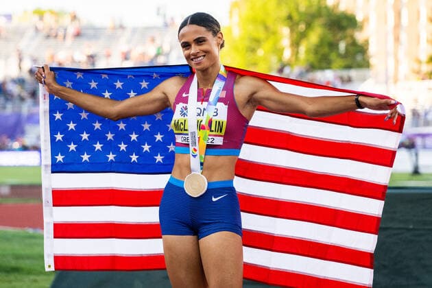 220722 Sarah McLaughlin of USA celebrates winning women s 400 meter hurdles final on a new world record during day 8 of the 2022 World Athletics Championships on July 22, 2022 in Eugene Photo Jon Olav Nesvold BILDBYRAN COP 217 JM0336 bbeng friidrott athletics friidrett 2022 world athletics championships world athletics championships oregon22 friidrotts vm friidretts vm vm dam jubel,  Copyright: JONxOLAVxNESVOLD BB220722JE050