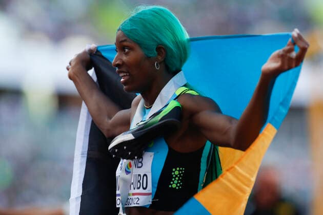 Shaunae Miller-Rubio of Bahamas poses after winning the gold medal in 400m women during the World Athletics Championships at Hayward Field in Eugene, USA, 22 July 2022. World Athletics Championships !ACHTUNG: NUR REDAKTIONELLE NUTZUNG!  Copyright: xAlbertoxEstevezx AMDEP4570 20220723-6d7809d5d7310c8a4494e5b7af7047a93cafeb73