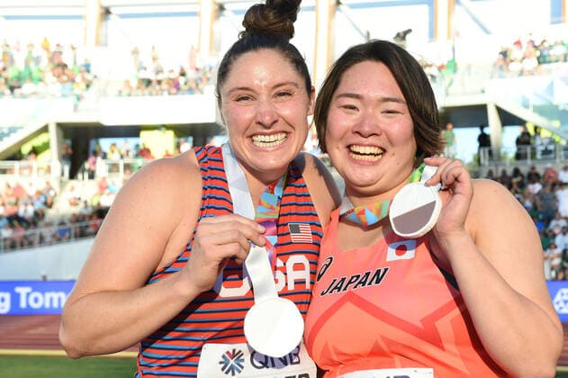 World Championships 2022 Oregon , Eugene USA, World Athletics, track and field, athletics, track and field, World athletics championships 2022Oregon Track and Field World Championships 2022 Oregon 15 07 24 07 2022, Hayward field Eugene, Oregon, womens javelin final , Kara Winger, Haruka Kitaguchi Japan