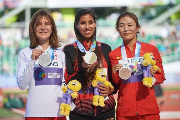 Athletics, World Championships in Eugene, 35km Womens Walk, Award Ceremony