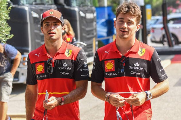 Carlos Sainz Jr Scuderia Ferrari 55 , Charles Leclers Scuderia Ferrari 16 , French Grand Prix 2022, Motorsport, Formula 1, 23 07 2022, French Grand Prix 2022, Motorsport, Formula 1, 23 07 2022 Le Castellet Copyright: xEibner-Pressefotox EP_FSU