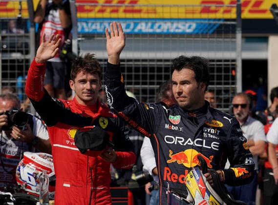 FORMULA 1 LENOVO GRAND PRIX DE FRANCE 2021 23 07 2022, Circuit Paul Ricard, Le Castellet, FORMULA 1 LENOVO GRAND PRIX DE FRANCE 2021 , in picture pole position for Charles Leclerc MCO , Scuderia Ferrari, 3rd place on the grid for Sergio Perez MEX , Oracle Red Bull Racing nordphotoxGmbHx xBratic nph00250