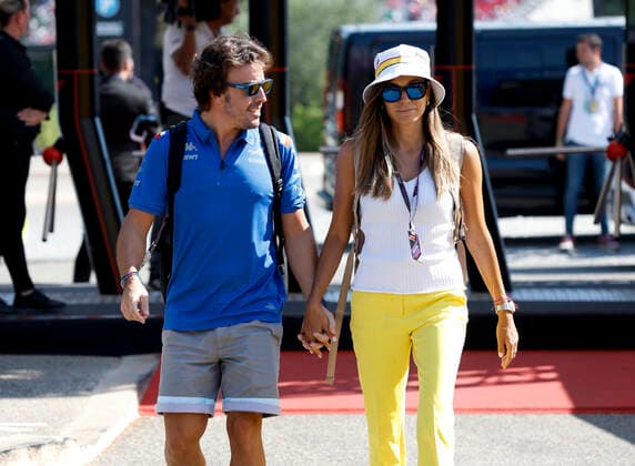 14 Fernando Alonso ESP, BWT Alpine F1 Team with his girlfriend Andrea Schlager, F1 Grand Prix of France at Circuit Paul Ricard on July 24, 2022 in Le Castellet, France Photo by HOCH ZWEI Le Castellet France